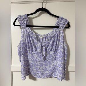 Sienna Sky Lavender Floral Cap Sleeve Flowy Top Size XL